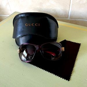 Gucci Authentic Sunglasses, Wine with Gold Accents.